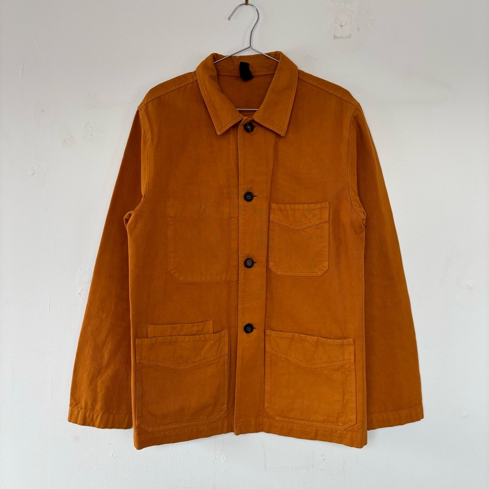 Drake’s Burnt Orange Five Pocket French Work Chore Jacket. Size 36.